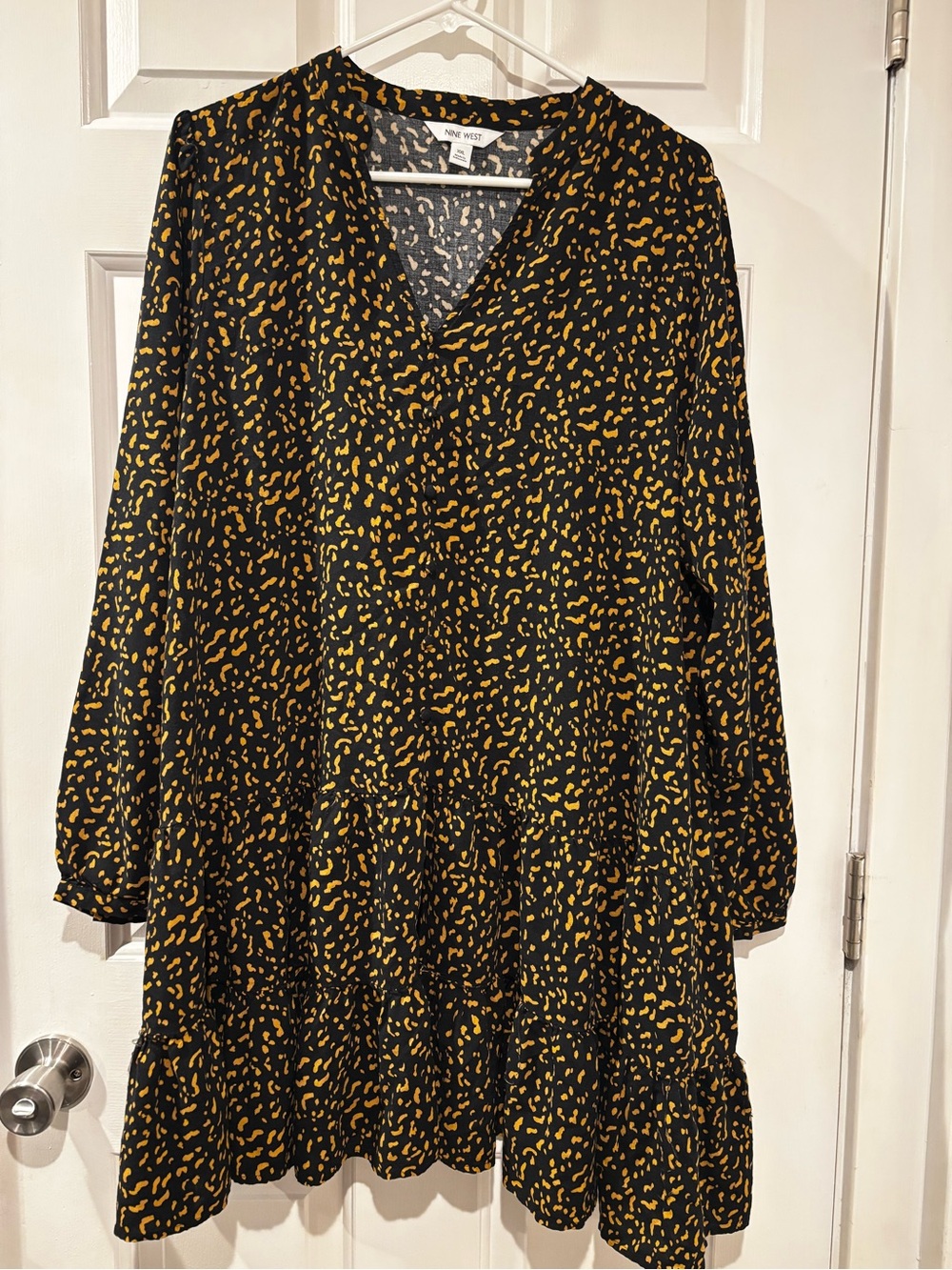 Nine West Black Tunic Dress with gold Spot Print